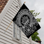 Black And White Lotus Flower Print House Flag