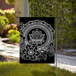 Black And White Lotus Flower Print House Flag