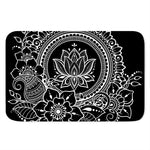 Black And White Lotus Flower Print Indoor Door Mat