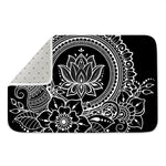 Black And White Lotus Flower Print Indoor Door Mat