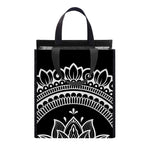 Black And White Lotus Flower Print Insulated Lunch Tote