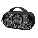 Black And White Lotus Flower Print Insulin Cooler Travel Case