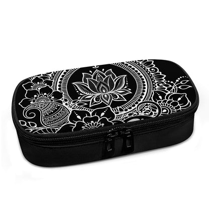 Black And White Lotus Flower Print Insulin Cooler Travel Case