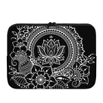 Black And White Lotus Flower Print Laptop Sleeve