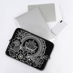 Black And White Lotus Flower Print Laptop Sleeve