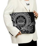 Black And White Lotus Flower Print Laptop Sleeve