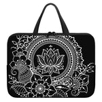 Black And White Lotus Flower Print Laptop Sleeve With Handle