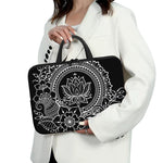 Black And White Lotus Flower Print Laptop Sleeve With Handle