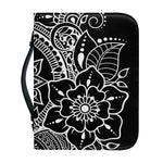 Black And White Lotus Flower Print Leather Bible Cover