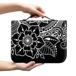 Black And White Lotus Flower Print Leather Bible Cover