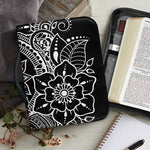 Black And White Lotus Flower Print Leather Bible Cover
