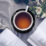 Black And White Lotus Flower Print Leather Coaster Set