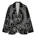 Black And White Lotus Flower Print Men's Blazer