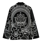 Black And White Lotus Flower Print Men's Blazer