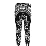 Black And White Lotus Flower Print Men's leggings