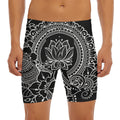 Black And White Lotus Flower Print Men's Long Boxer Briefs