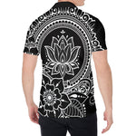 Black And White Lotus Flower Print Men's Shirt