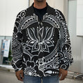 Black And White Lotus Flower Print Men's Shirt Jacket