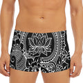 Black And White Lotus Flower Print Men's Short Boxer Briefs