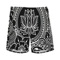 Black And White Lotus Flower Print Men's Athletic Shorts