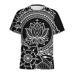 Black And White Lotus Flower Print Men's Sports T-Shirt