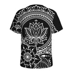 Black And White Lotus Flower Print Men's Sports T-Shirt