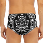 Black And White Lotus Flower Print Men's Triangle Swim Briefs