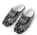 Black And White Lotus Flower Print Mesh Casual Shoes