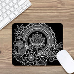 Black And White Lotus Flower Print Mouse Pad
