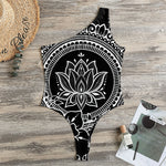 Black And White Lotus Flower Print One Shoulder Bodysuit