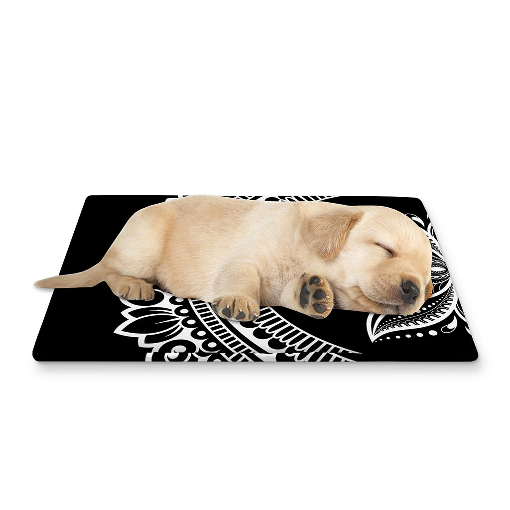 Black And White Lotus Flower Print Pet Cooling Mat Cover