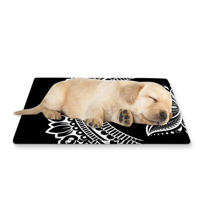Black And White Lotus Flower Print Pet Cooling Mat Cover