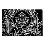 Black And White Lotus Flower Print Placemat