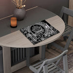 Black And White Lotus Flower Print Placemat