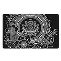 Black And White Lotus Flower Print Polyester Doormat