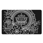 Black And White Lotus Flower Print Polyester Doormat