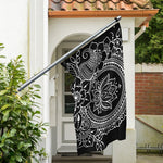 Black And White Lotus Flower Print Polyester Flag