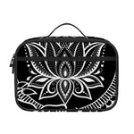 Black And White Lotus Flower Print Portable Lunch Bag