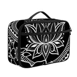 Black And White Lotus Flower Print Portable Lunch Bag