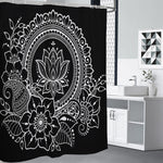 Black And White Lotus Flower Print Premium Shower Curtain