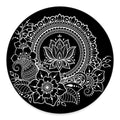 Black And White Lotus Flower Print Round Floor Mat