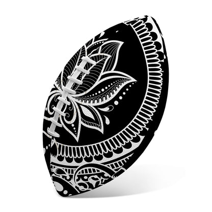 Black And White Lotus Flower Print Rugby Ball