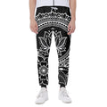Black And White Lotus Flower Print Joggers
