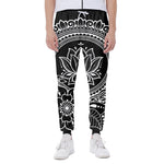 Black And White Lotus Flower Print Scuba Joggers