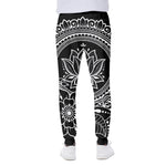 Black And White Lotus Flower Print Scuba Joggers