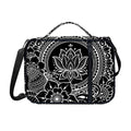 Black And White Lotus Flower Print Shoulder Strap Bible Bag