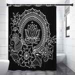Black And White Lotus Flower Print Shower Curtain