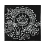Black And White Lotus Flower Print Silk Bandana