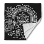 Black And White Lotus Flower Print Silk Bandana