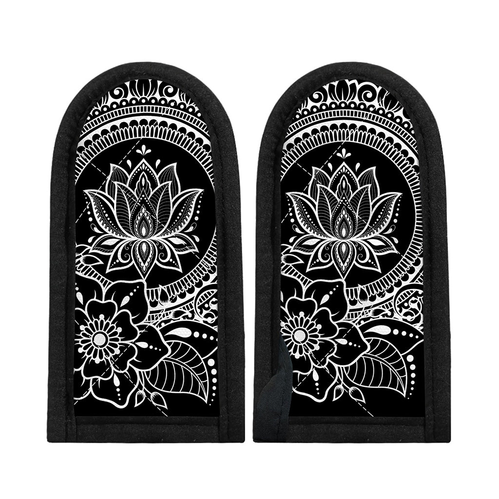 Black And White Lotus Flower Print Skillet Handle Cover